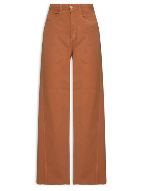 Calça Feminina Sarja Costura Deslocada - Marrom Calça Feminina Sarja Costura Deslocada - Marrom