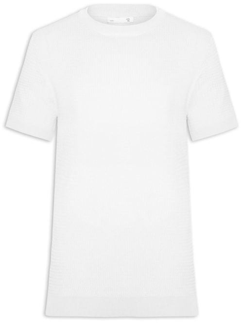 Camiseta Masculina Gola Redonda Em Tricot - Branco Camiseta Masculina Gola Redonda Em Tricot - Branco