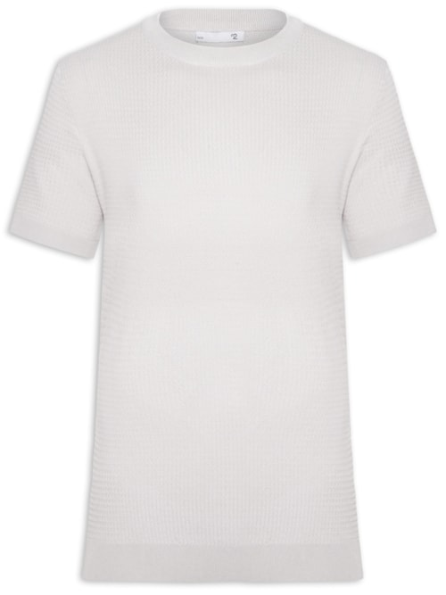 Camiseta Masculina Gola Redonda Em Tricot - Cinza Camiseta Masculina Gola Redonda Em Tricot - Cinza