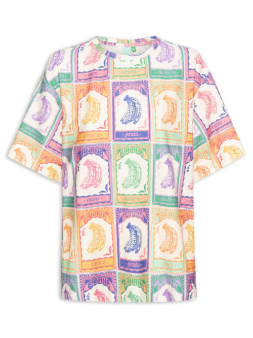 Camiseta Feminina Básica Banana Selo - Off White Camiseta Feminina Básica Banana Selo - Off White