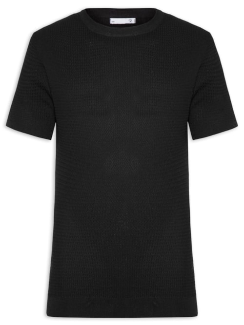 Camiseta Masculina Gola Redonda Em Tricot - Preto Camiseta Masculina Gola Redonda Em Tricot - Preto