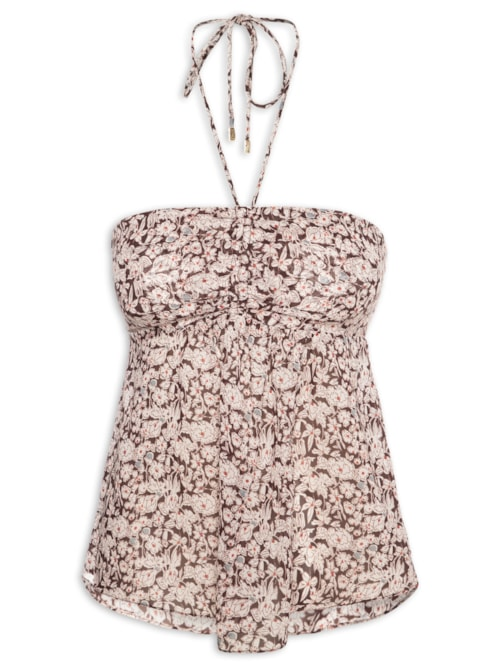 Blusa Feminina Amarração Liberty Chelsea - Marrom Blusa Feminina Amarração Liberty Chelsea - Marrom