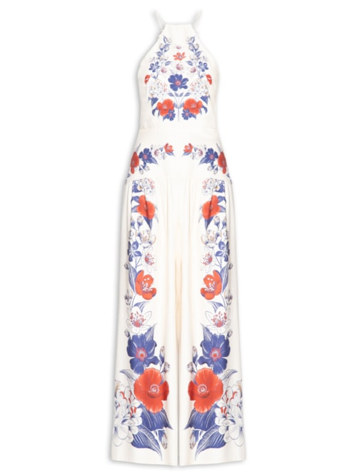 Macacão Feminino Floral Lina - Branco Macacão Feminino Floral Lina - Branco