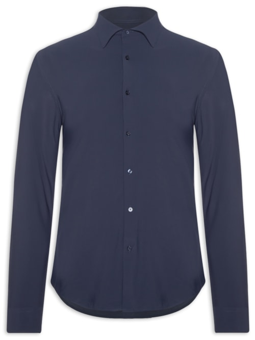 Camisa Masculina Slim Fit Malha Tech - Azul Camisa Masculina Slim Fit Malha Tech - Azul