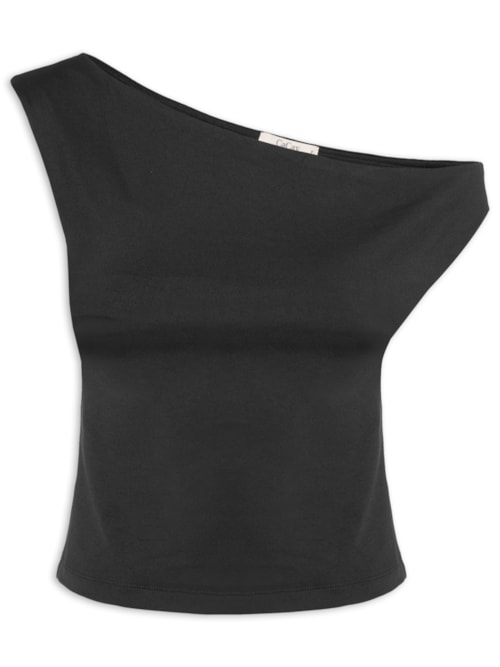 Regata Feminina Decote Assimétrico - Preto