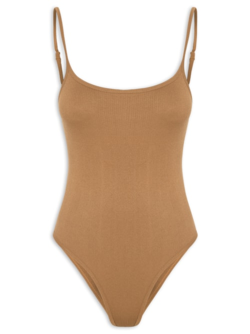 Body Feminino Comfy Alcinha - Marrom Body Feminino Comfy Alcinha - Marrom
