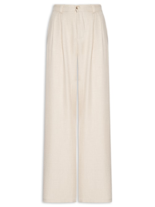 Calça Feminina Pantalona Larga - Bege Calça Feminina Pantalona Larga - Bege