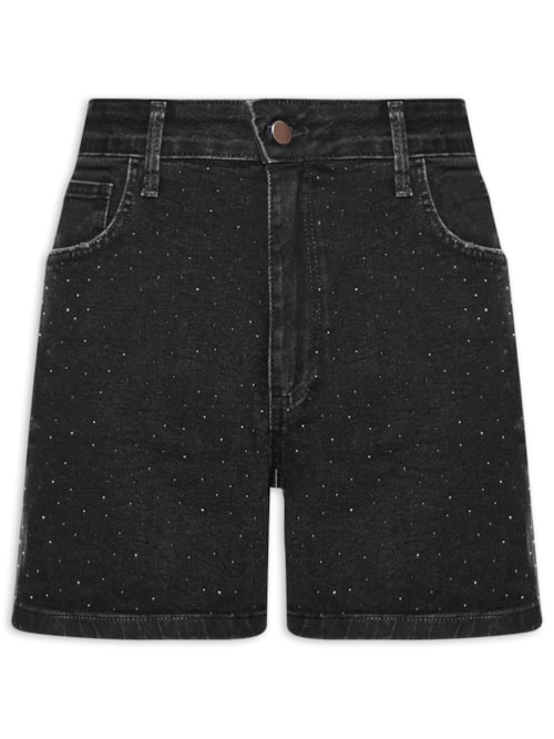 Short Feminino Jeans Com Bolso - Preto