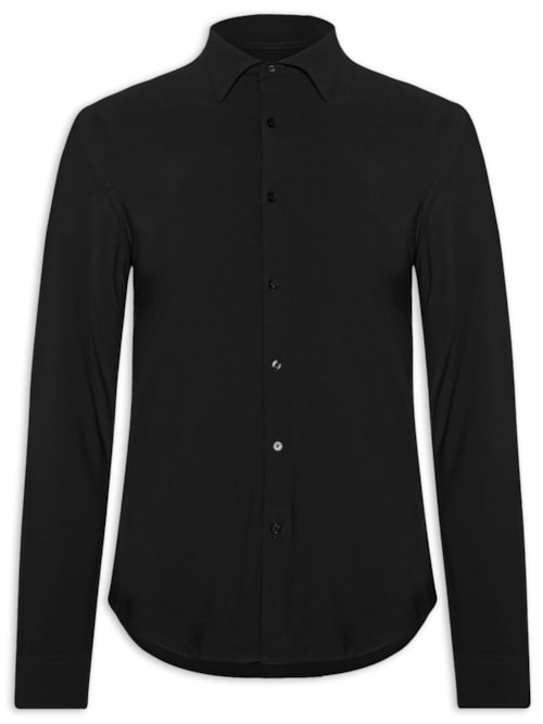 Camisa Masculina Slim Fit Malha Tech - Preto Camisa Masculina Slim Fit Malha Tech - Preto