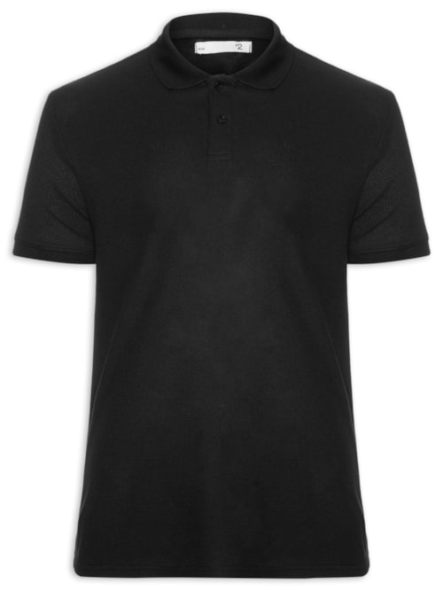 Polo Masculina Texturizada Algodão - Preto