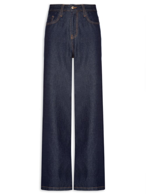 Calça Feminina Pantalona Jeans - Azul Calça Feminina Pantalona Jeans - Azul