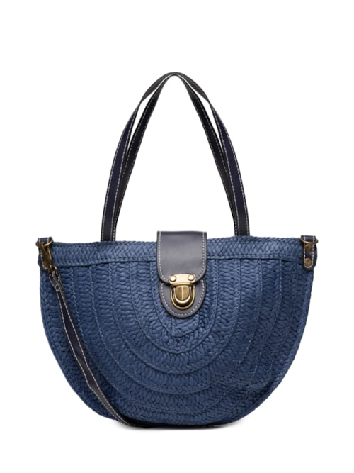 Bolsa Feminina Meia Lua Palha - Azul Bolsa Feminina Meia Lua Palha - Azul