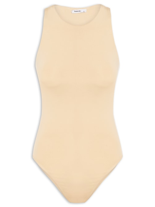 Body Feminino Básico Decote Em U - Bege Body Feminino Básico Decote Em U - Bege