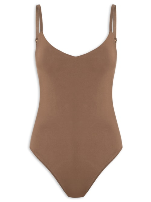 Body Feminino Alças Finas Reguláveis - Marrom Body Feminino Alças Finas Reguláveis - Marrom