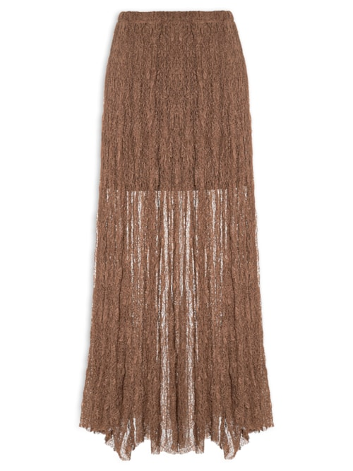 Saia Midi Feminina Em Renda - Marrom Saia Midi Feminina Em Renda - Marrom