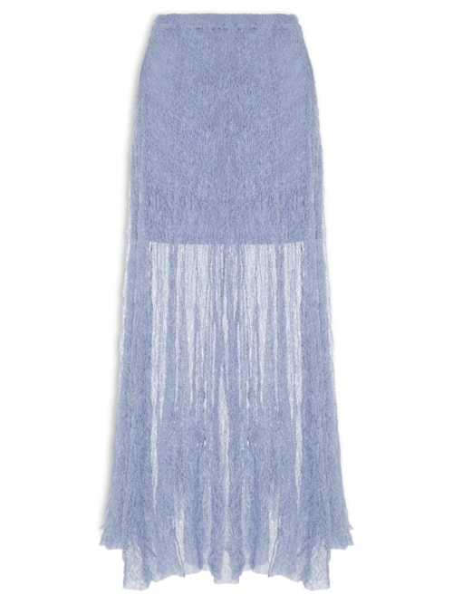 Saia Midi Feminina Em Renda - Azul Saia Midi Feminina Em Renda - Azul