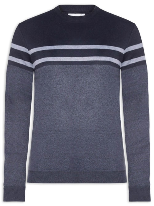 Suéter Masculino Gola Redonda Listra - Azul Suéter Masculino Gola Redonda Listra - Azul
