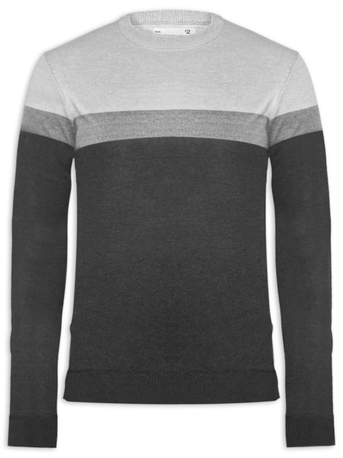Suéter Masculino Gola Redonda Listra - Preto Suéter Masculino Gola Redonda Listra - Preto
