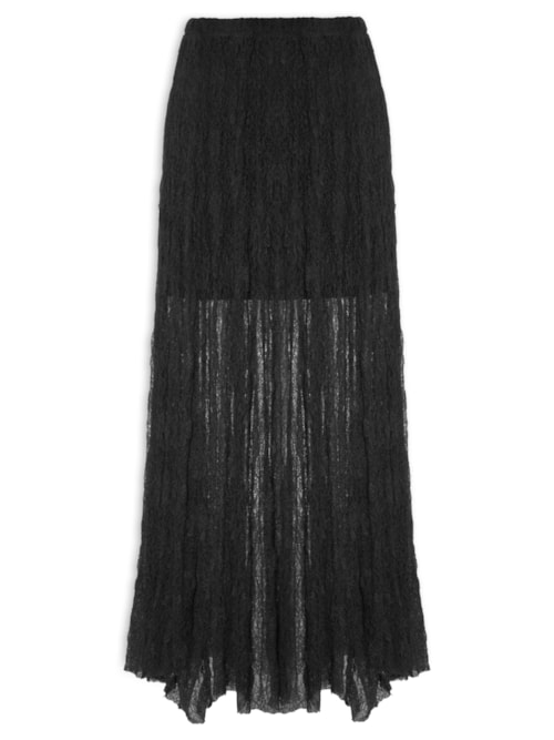 Saia Midi Feminina Em Renda - Preto Saia Midi Feminina Em Renda - Preto