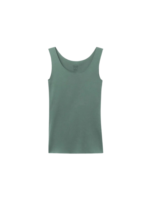 Regata Com Decote Redondo e Sem Costura Em Algodão - Verde Regata Com Decote Redondo e Sem Costura Em Algodão - Verde