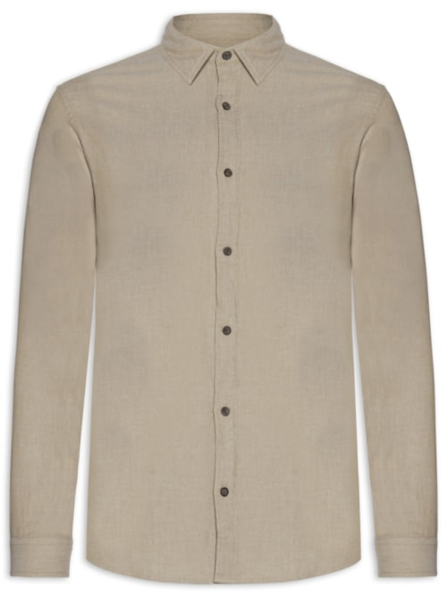 Camisa Masculina Casual Classic Fit Melange - Bege