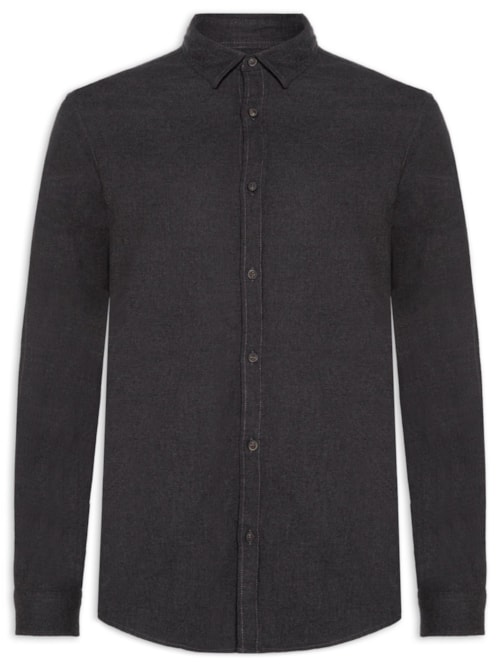 Camisa Masculina Casual Classic Fit Melange - Cinza Camisa Masculina Casual Classic Fit Melange - Cinza