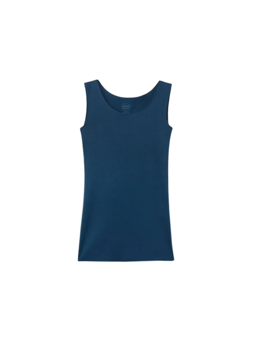 Regata Com Decote Redondo e Sem Costura Em Algodão - Azul Regata Com Decote Redondo e Sem Costura Em Algodão - Azul