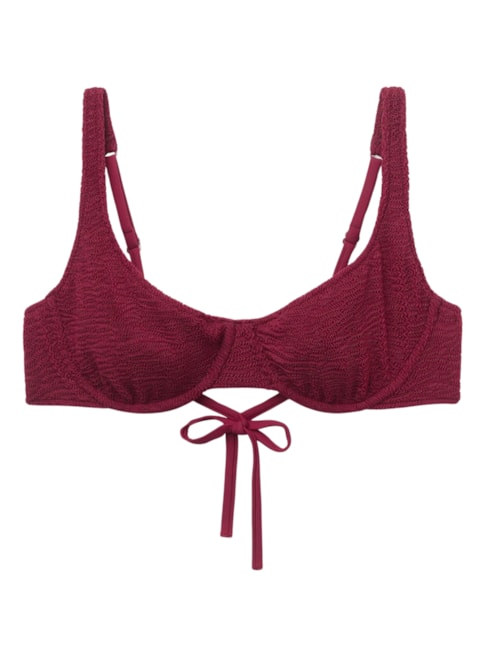 Parte De Cima De Biquíni Balconette Crinkle Waves - Vermelho Parte De Cima De Biquíni Balconette Crinkle Waves - Vermelho