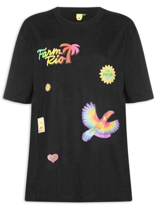 Camiseta Feminina Ipanema Mix Patches - Preto Camiseta Feminina Ipanema Mix Patches - Preto