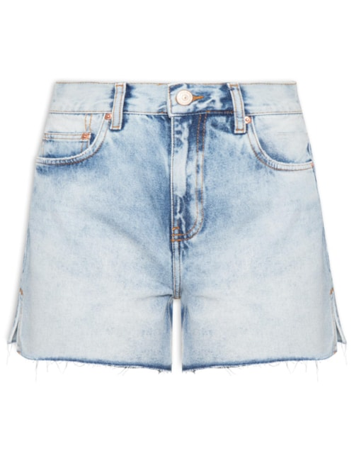 Bermuda Feminina Jeans Basic Fenda Lateral - Azul