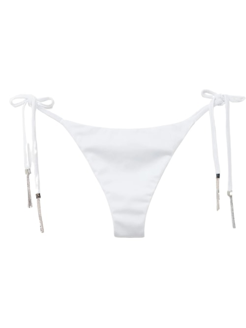 Calcinha De Biquíni Brasileira Silver Sparkle - Branco Calcinha De Biquíni Brasileira Silver Sparkle - Branco