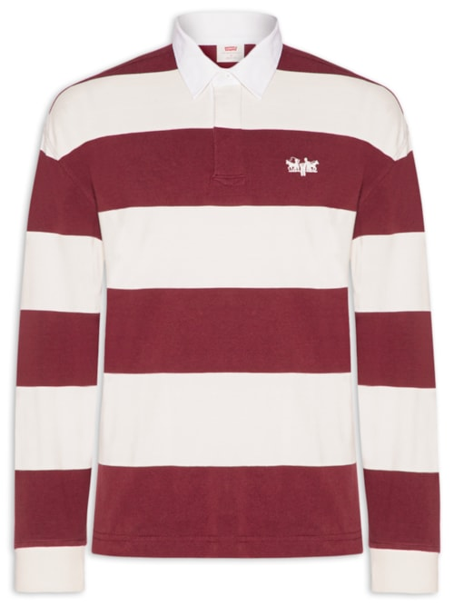 Polo Masculina Hudson Boxy Manga Longa Rubgby - Vermelho