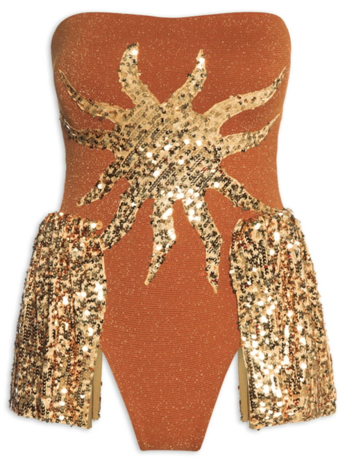 Body Feminino Alcione Tomara Que Caia - Dourado Body Feminino Alcione Tomara Que Caia - Dourado
