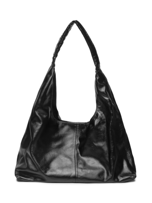 Bolsa Feminina Slouchy Bag Em Couro - Preto