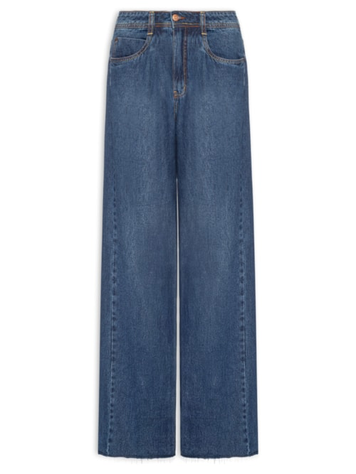 Calça Feminina Jeans Boyfriend Dark Fenda - Azul