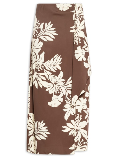 Saia Cropped Pareô Estampa Bela Flor - Marrom Saia Cropped Pareô Estampa Bela Flor - Marrom