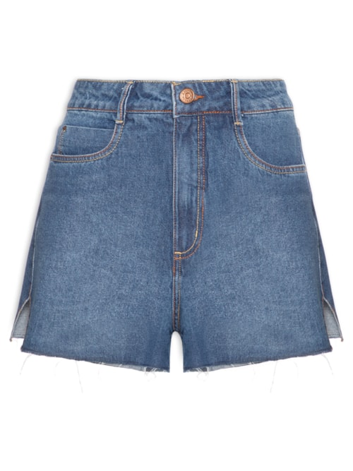 Short Feminino Jeans Boyfriend Dark Fenda - Azul