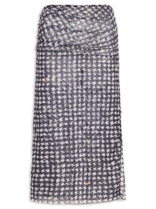 Saia Midi Tule Pied Poule - Preto Saia Midi Tule Pied Poule - Preto