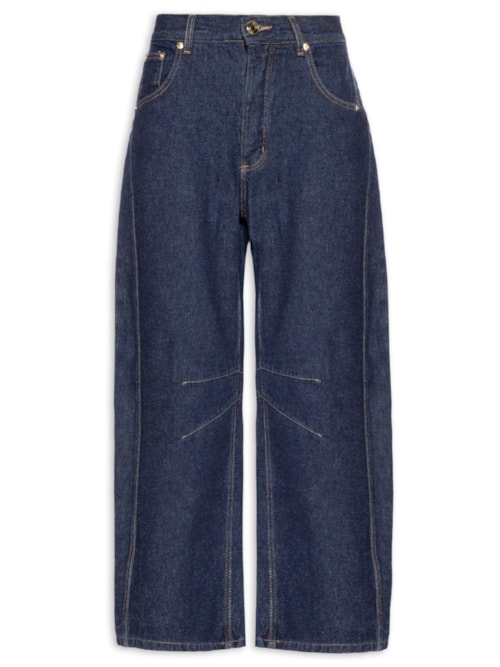 Calça Feminina Barrel Jeans Dark I26 - Azul