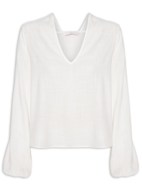 Blusa Feminina Tecido Rayon New Slub - Branco Blusa Feminina Tecido Rayon New Slub - Branco
