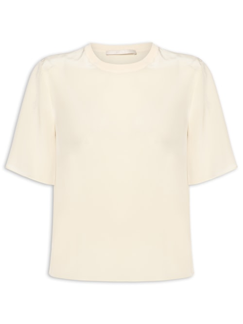 Camiseta Feminina Gola Rib - Amarelo Camiseta Feminina Gola Rib - Amarelo