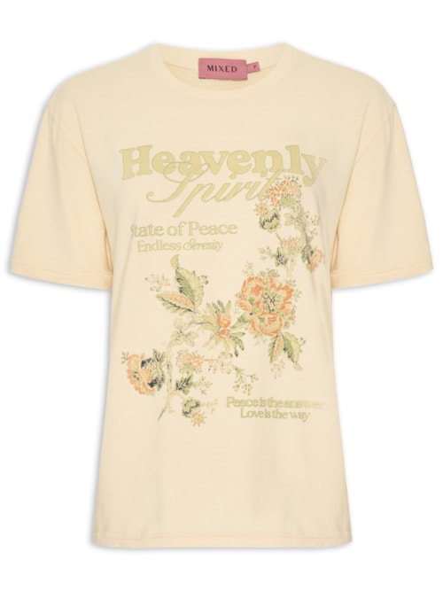 Camiseta Feminina Heavenly Spirit I26 - Bege Camiseta Feminina Heavenly Spirit I26 - Bege