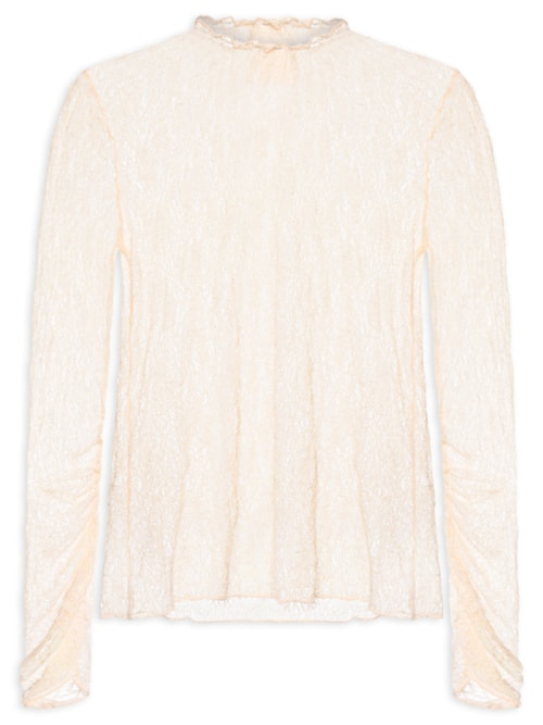Blusa Feminina Rendinha Liquen - Bege Blusa Feminina Rendinha Liquen - Bege