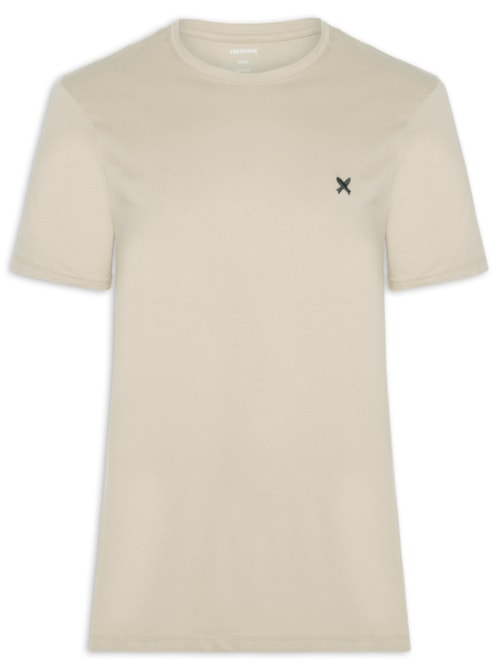 Camiseta Masculina com Peixe Bordado Família - Marrom