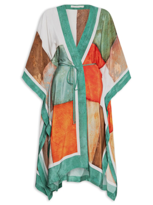 Maxi Kimono Feminino Seda - Verde Maxi Kimono Feminino Seda - Verde