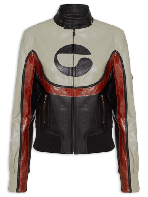 Jaqueta Feminina C-Logo Leather - Preto Jaqueta Feminina C-Logo Leather - Preto