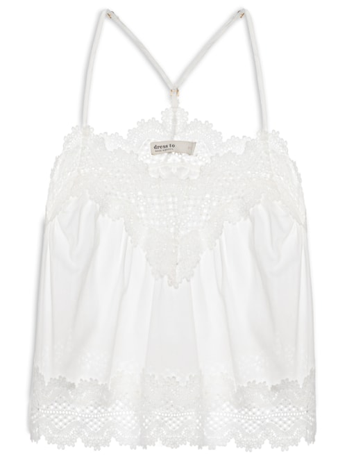 Blusa Feminina Algodão Com Renda - Branco Blusa Feminina Algodão Com Renda - Branco