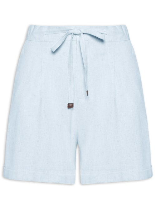 Short Feminino Amarração com Linho - Azul Short Feminino Amarração com Linho - Azul