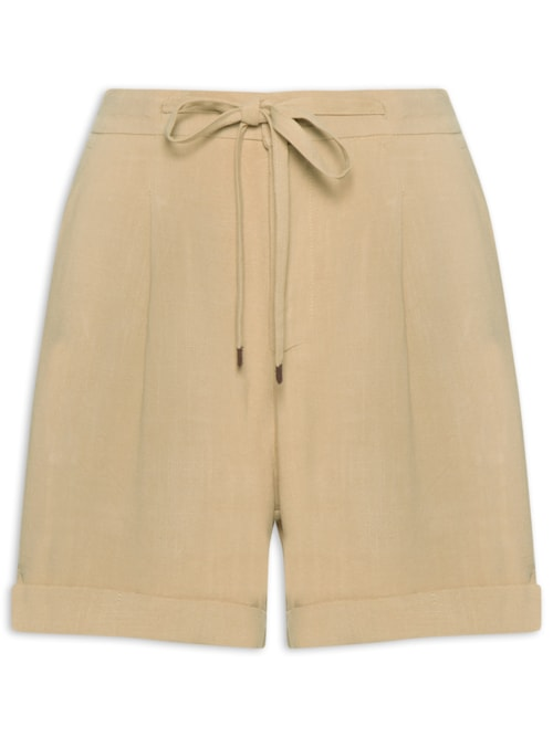 Short Feminino Amarração com Linho - Marrom