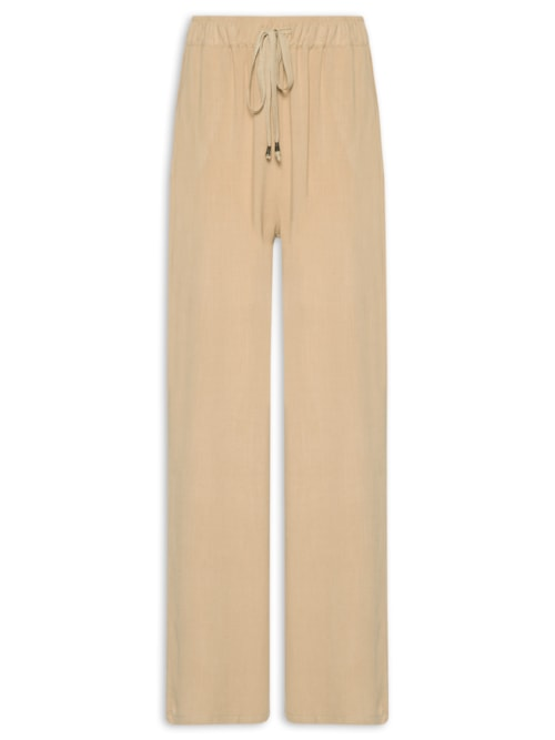 Calça Feminina Pantalona Com Linho - Bege